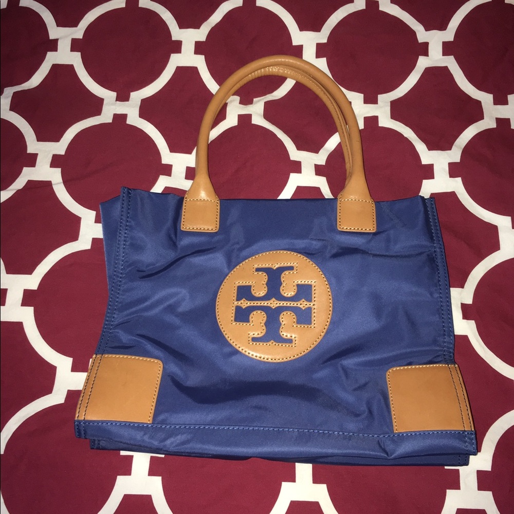 Tory Burch Blue and Tan Tote Bag
